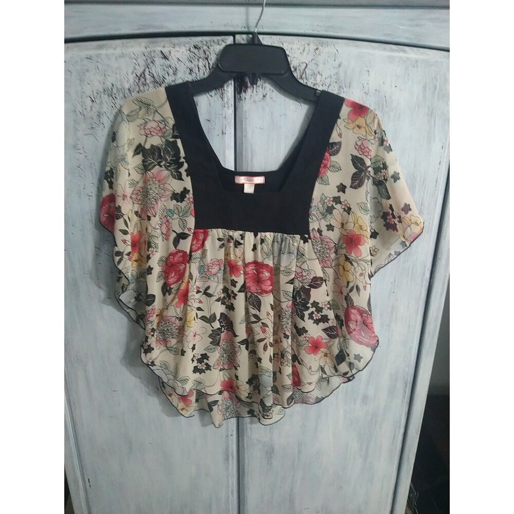 Lux Floral Sheer Blouse Small Boho Y2K Feminine Cottage Cire